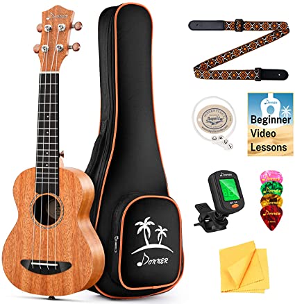 Donner Tenor Ukulele with Gig Bag Strap, Tuner, Picks